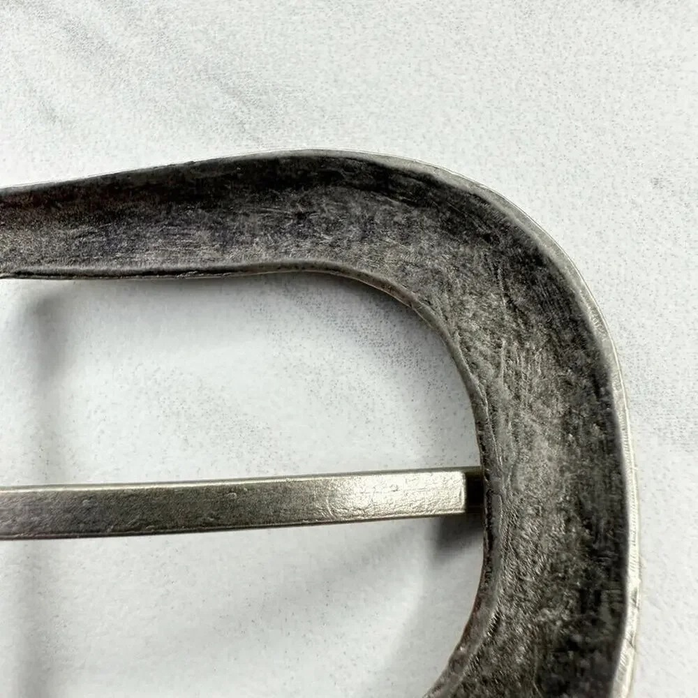 Studded Silver Tone Simple Basic Belt Buckle